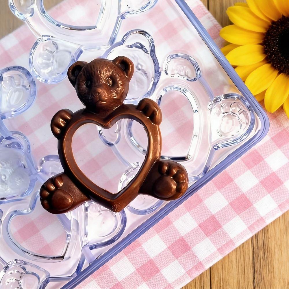 8-Cavity Plastic Chocolate Mold Cute Little Bear Romantic Valentine's Day DIY Candy Pudding Baking Tool YMY