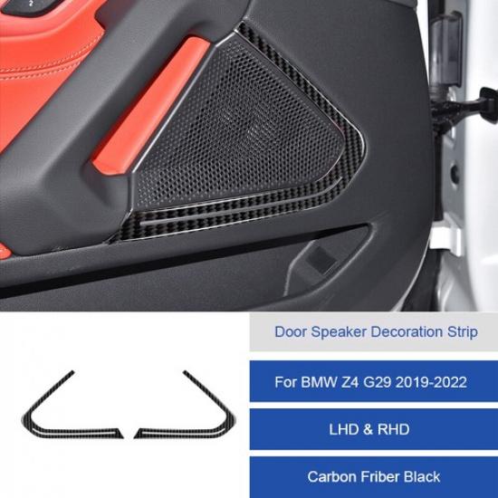 2pcs Carbon Fiber Interior Door Panel Speaker Cover Trim For BMW Z4 G29 -22
