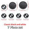 Car Black White BMW Logo Front Hood Emblem 82mm Rear Badge 74mm Wheel Hub Cap 56mm 68mm steering wheel sticker 45mm Accessories WS4