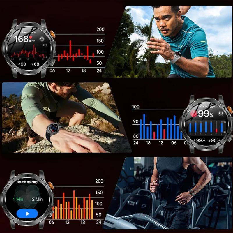 2025 Novo Relógio Inteligente Homem 1000mAh Longa Espera Outdoor Smartwatch Homens Lanterna LED À Prova d'água Frequência Cardíaca Esporte Chamada BT Smartwatches