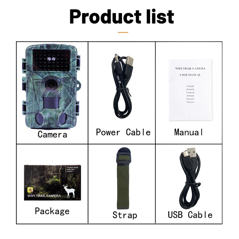 60MP WIFI Outdoor Jagd Wildkamera PR1600 4K Wildtierkamera Bewegungserkennung Nachtsicht Wasserdichte Fotofalle
