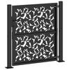 Black Garden Gate 105X106 Cm Steel Leaf Pattern