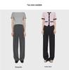 2026 Spring/Summer Women's Gray High-Waisted Wide-Leg Pants - Casual, High-End, Long, Straight-Leg Style