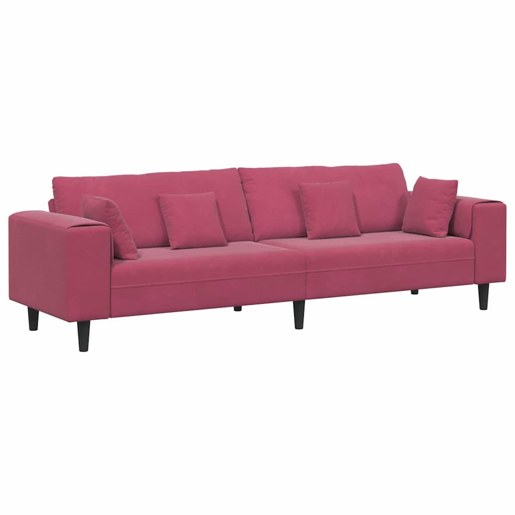 Sofa Burgundy Red 250 x 77 x 76 cm Velvet