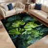 2D Green Monstera Leaf Area Rug Tropical Plant Themed Floor Carpet Non-Slip Washable Bathroom Doormat Living Room Kitchen Carpet