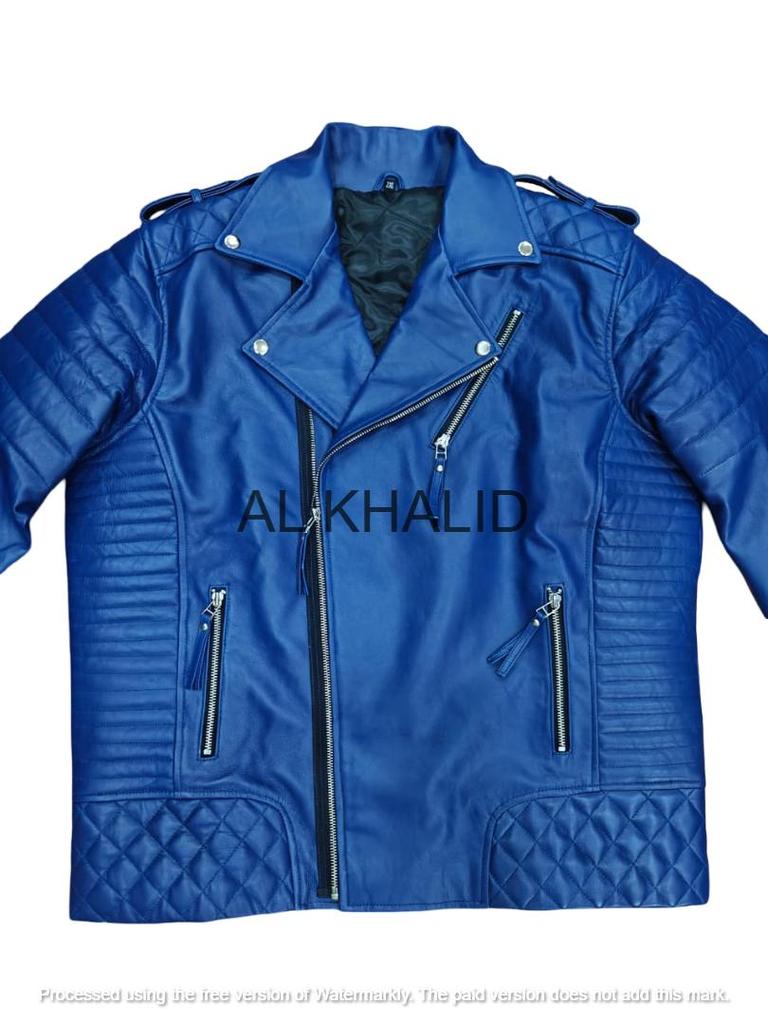 New Men Jacket Royal Blue Stylish Genuine Lambskin Leather Handmade Lambskin Soft Real