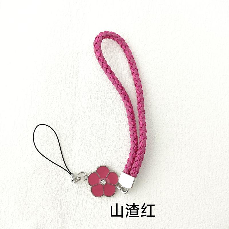 Camellia Clover Nylon Woven Wrist Phone Lanyard Mobile Phone Case Pendant