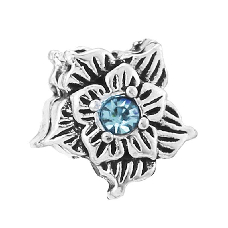 New Silver Plated Blue Diamond Alloy Large Hole Charm Beads For DIY Bracelet Necklace Jewelry Accessories Gifts