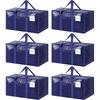 6 Pack Extra Heavy Duty Large Moving Bags with Strong Zipper & Comfortable Handles, Sturdy & Durable Clothes Storage Bags Totes Bins