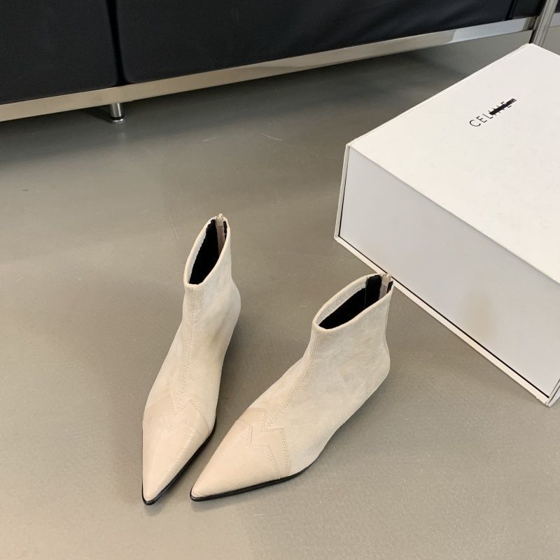 Nowe damskie buty strzał z natury wersja koreańska modne szpiczaste wszechstronne patchworkowe cienkie botki krótka cholewka styl zagraniczny i botki damskie zamek z tyłu