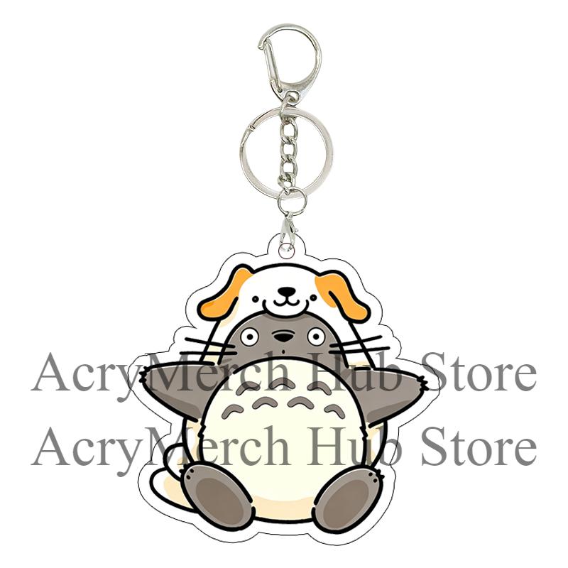 Porte-clés Acrylique Kawaii Totoro Ornements à Suspendre pour Sac d'École Pendentifs Dessin Animé Anime Accessoires Bijoux Environnants Cadeau d'Anniversaire 4-5cm gray