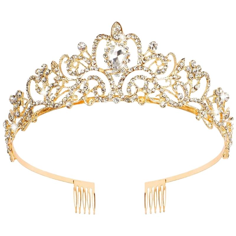 Rhinestones Tiaras For Women And Girls Elegant Crowns With Comb For Wedding Bridal And Party Hair Accessories
