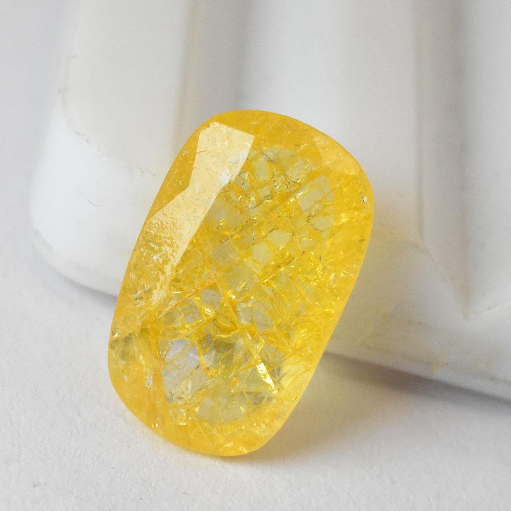 Natural Yellow Sapphire Loose Gemstone 3.30 Ct Cushion Cut September Birthstone for Gem Collections