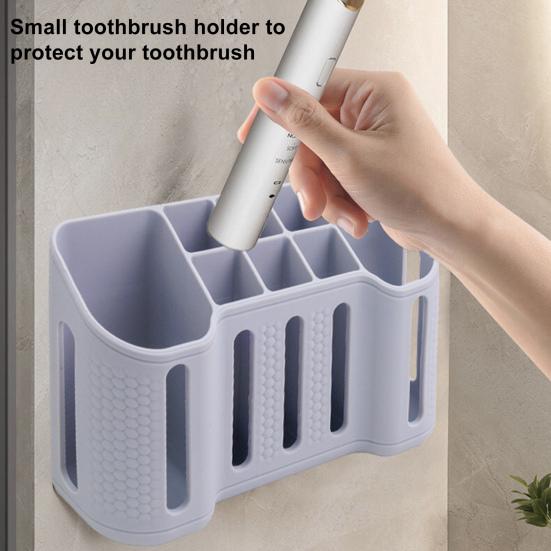 Wall-mounted Toothbrush Holder 8 Slots Bathroom Organizer Electric Toothbrush And Toothpaste Holder with Suction Cup for Bathroom Accessories