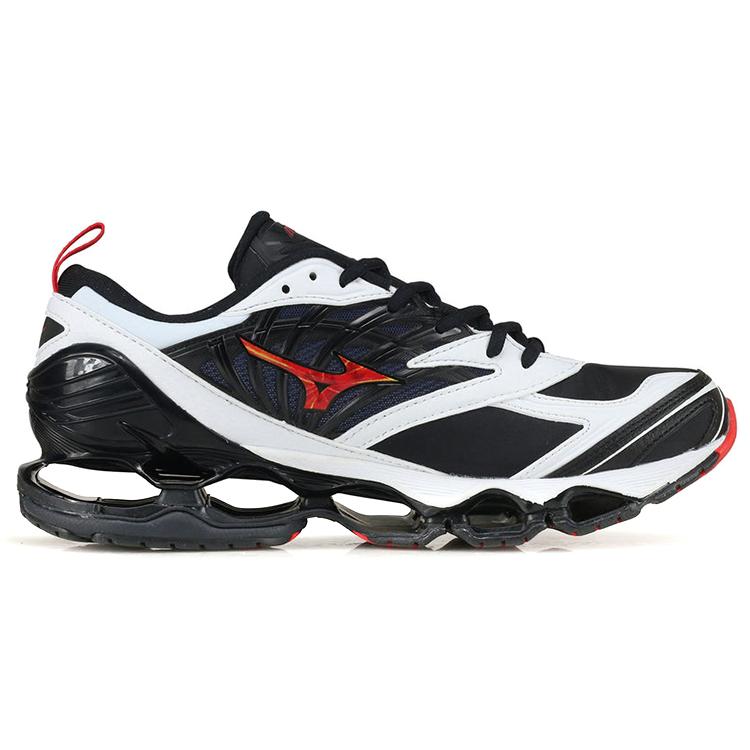 Mizuno Icon Textile, Leather Slip Resistant, Abrasion Resistant, Breathable Low top Running Shoes Men's Black White Red D1GA212209