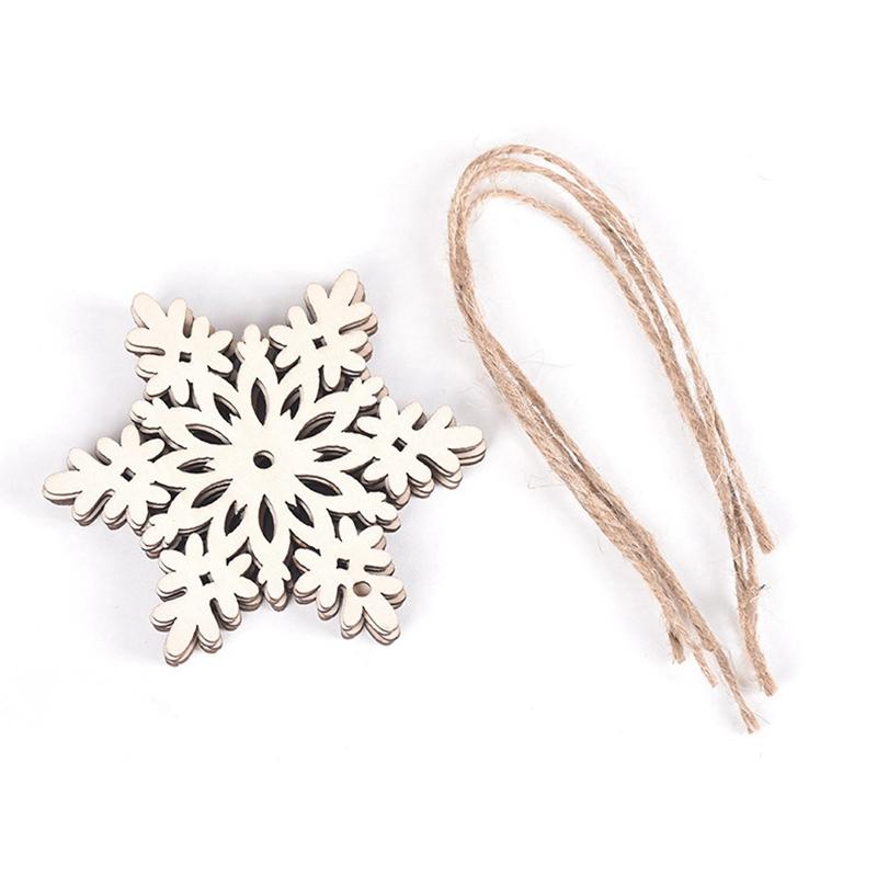 24 Wooden Snowflake Decorations Christmas Tree Hanging Decoration Snowflake Shape Decoration Hollow Hanging Decoration