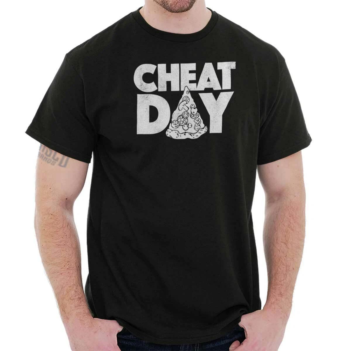 Funny Sarcastic Food Humor Cheat Day Pizza Womens or Mens Crewneck T Shirt Tee M