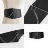 Casual Designer Faux Leather Waist Band With Chain Decoration And Metal Snap For Youth Fashion
