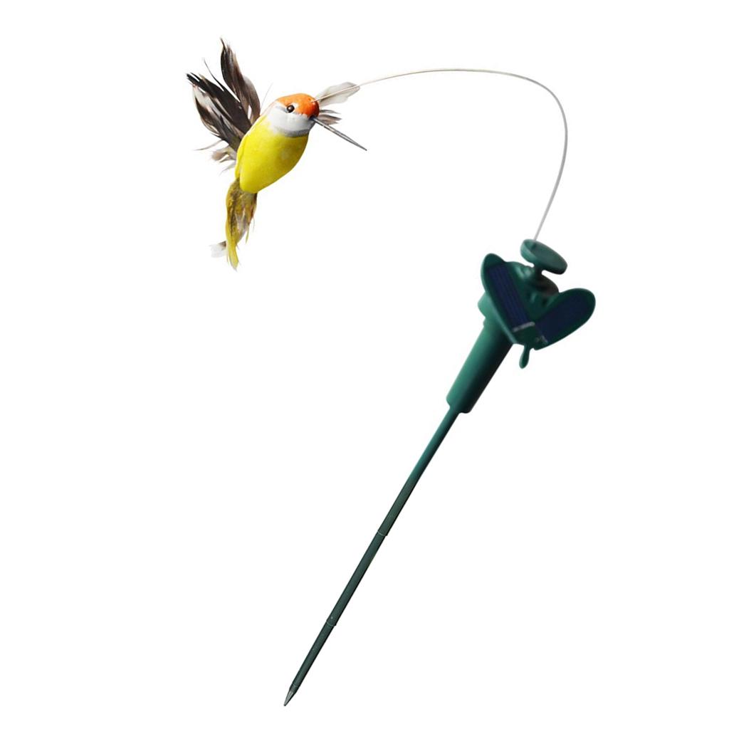 2 Pieces Solar Fluttering Dancing Feathered Bird Stakes Outdoor Garden Decor