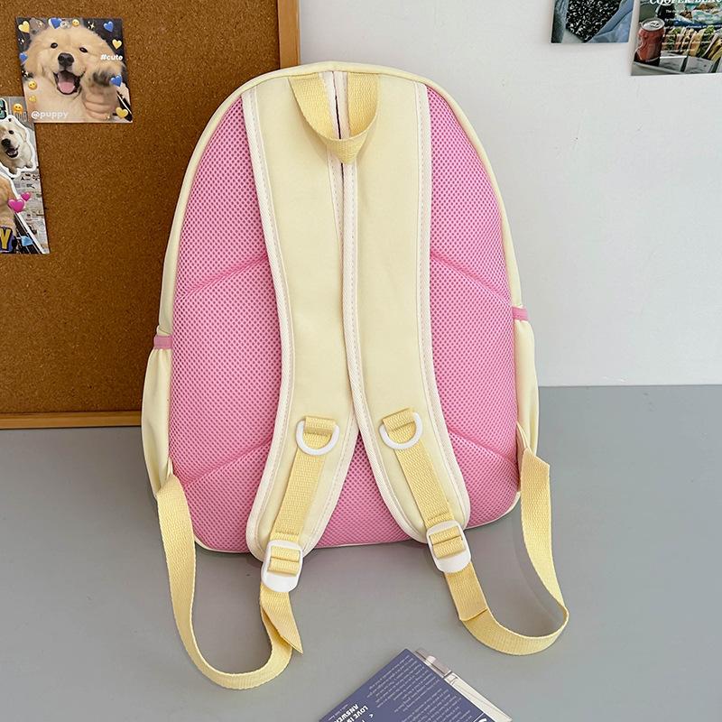 School Bag, High-value Japanese Color-block Transparent Pain Bag, Sweet Versatile Backpack for Middle School Students, Cute Children's Spring Outing