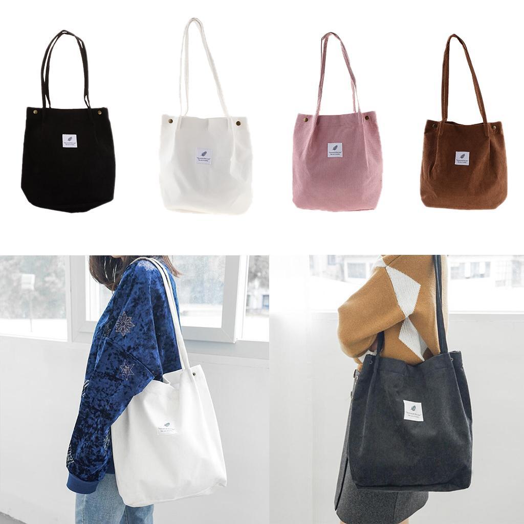 Large Capacity Canvas Tote Bag Fashion Corduroy Shoulder Shopper High Quality Handbag for Women Girls Daily Use