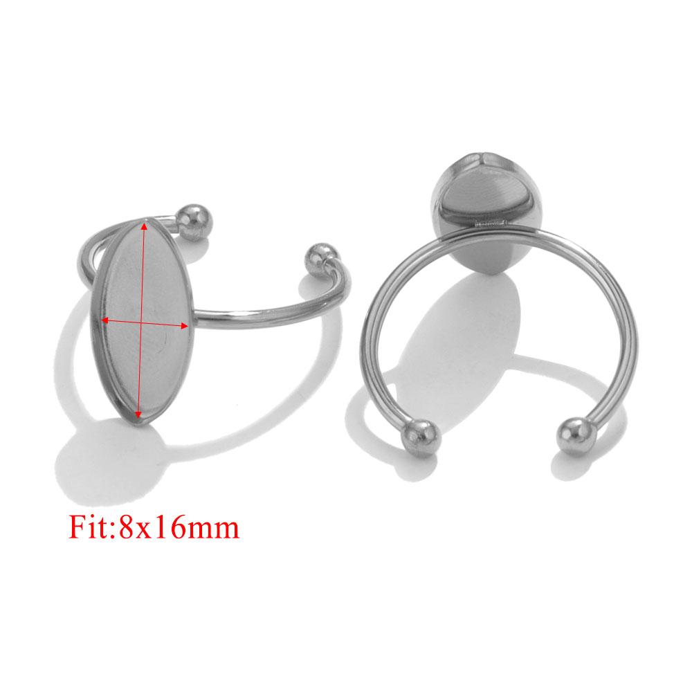 10 Stück Verstellbare Edelstahl Offene Ringfassungen Leere Basis Fassung Cabochon Ringe Für Schmuckherstellung DIY Fingerring Leere