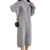 Knit Cable Knit Round Gray Limited Stock J-Scott Women's Dress, Neck, Knee-Length, I-Line, (JS118-GY-L) -