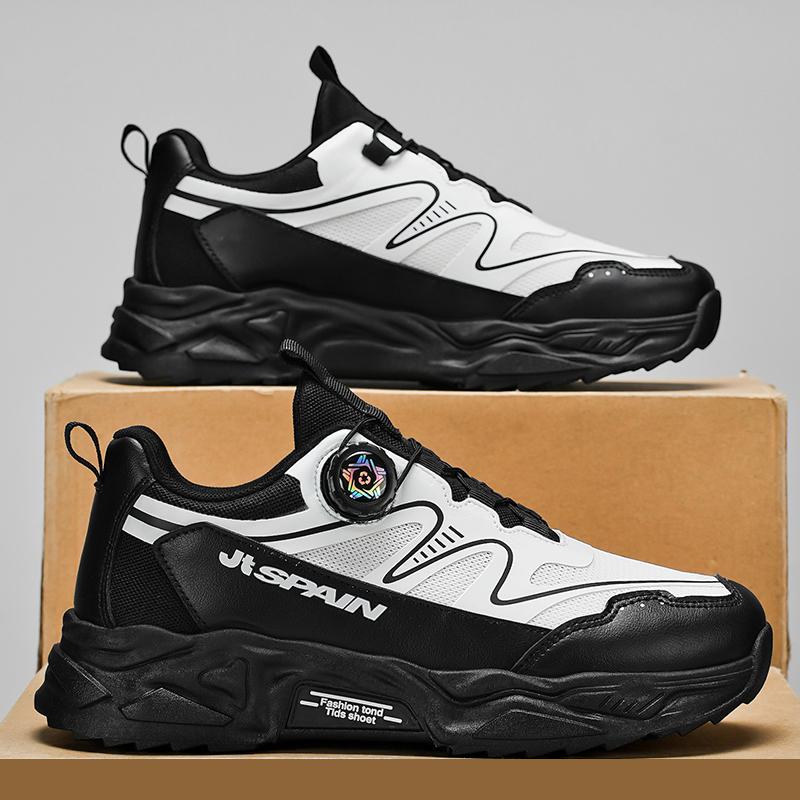 Atmungsaktive Weichsohlen-Sneaker Herren-Freizeit-Sportschuhe vier Herbst-Neuheiten rotierende Schnürsenkel Komfort Outdoor Laufschuhe