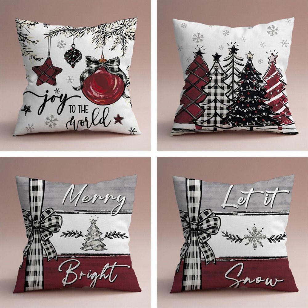 2Pcs 45x45cm Xmas Throw Pillow Case Microfiber Pillow Shell Sofa Pillowcase Children