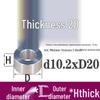 Außen-Ø 20mm Aluminiumlegierung Flache Unterlegscheibe Abstandshalter mit M6/M8/M10/M12 Innenloch - Metallwellenbuchse Isoliersäule.