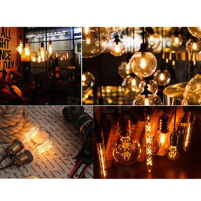 LED Industrial Bulb Dark Brown Light Adjustable Lamp 220V ST64 A60 G80 G45 E27