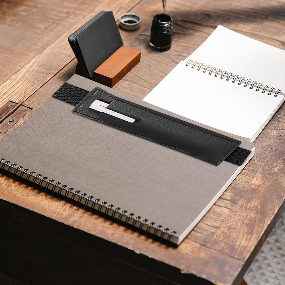 2Pcs Elastic Pen Holder for Notebook PU Leather Adjustable Pen Sleeve Pouch with Stretchable Band for Notebook Planners Binders