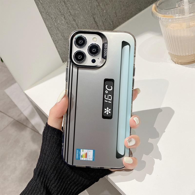 Mobile Phone Case Summer Creative Air Conditioner for IPhone15pro Color Silver Case 13/14pm for Apple Phone Protective Case