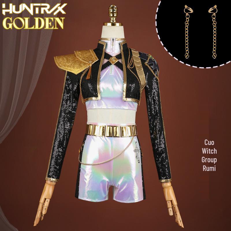 Kpop Monster Hunter Hexe Gruppe Cosplay: Rumi Anime, Zoe singt, Mira Schwarz-Gold-Kostüm Child 120