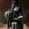 Black Gray Resin Look Sculpture Pumpkin Witch Ornament, Halloween Gothic Style Tabletop Figurine, Retro Lightweight Easy Storage Figurine PLA