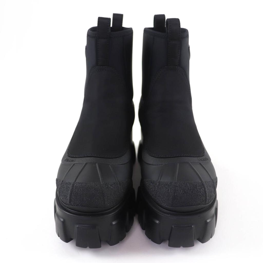 Pristine PRADA Monolith Re-Nylon Triangle Logo Gabardine Boots Black 36.5 2UE029 Used