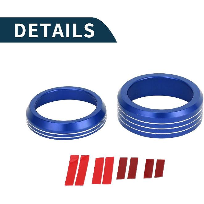 Media Volume Gear Shift Control Switch Knob Cover Ring for Ford Mach-E 2021-2024 Sturdy | Interior Decal Trim Blue 2 Pcs