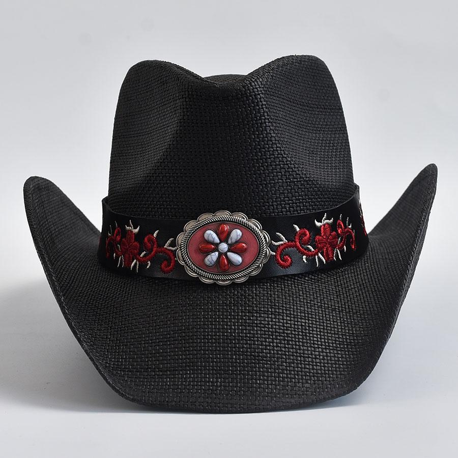 Słomkowe Kapelusze w Stylu Zachodnim dla Mężczyzn Kobiet Vintage Zwijane Brzegi Kapelusz Cowgirl Jazzowy Letni Plażowy Kapelusz Przeciwsłoneczny Sombrero Homebre