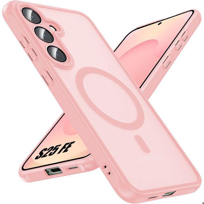 Phone Case - BOOLING - for Samsung Galaxy S25 FE - with Magnetic Circle Camera Film - Pink