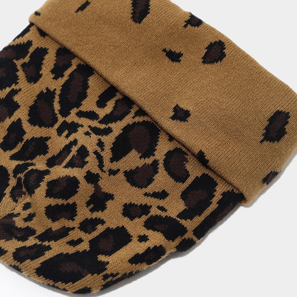 American autumn and winter personalized leopard print jacquard warm knitted hat for men and women outdoor versatile casual ear protection wool cold ha
