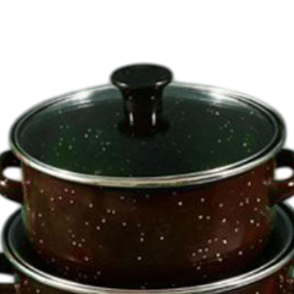 3 Pack Enamel Stockpot with Lid for Versatile Cooking