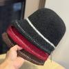 New Autumn and Winter Big Head Hat Women's Bucket Hat Women's Winter Warm and Face Showing Small Basin Hat Solid Color Striped Fisherman Hat