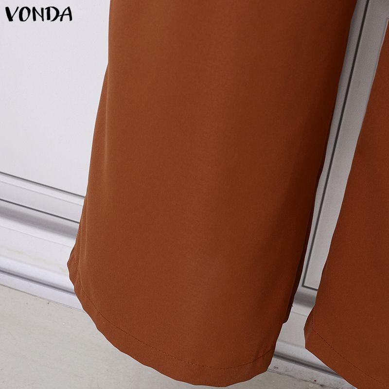VONDA Summer Women Sleeveless Beading Casual Long Elegant Jumpsuits Overalls
