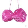 Car Colorful Soft Spotty Furry Fluffy Hanging Mirror Fuzzy Dice Decor Z4R1