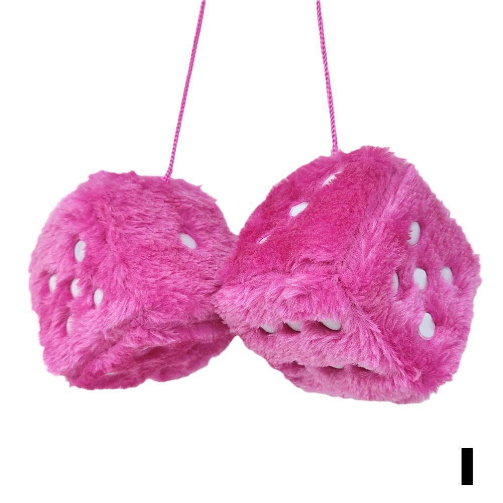 Car Colorful Soft Spotty Furry Fluffy Hanging Mirror Fuzzy Dice Decor Z4R1