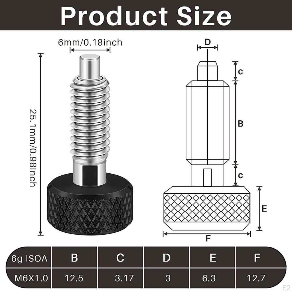 Hand Retractable Spring Plunger with Knurled Handle Release Pins, Compact M6 Quick
