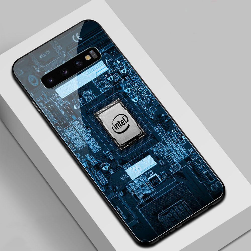 For Samsung S20 Plus Phone Case Glass Back Cover Chip Case for Samsung Galaxy S8 S9 S10 S20 S21 S22 Note 8 9 10 Plus S10e Ultra