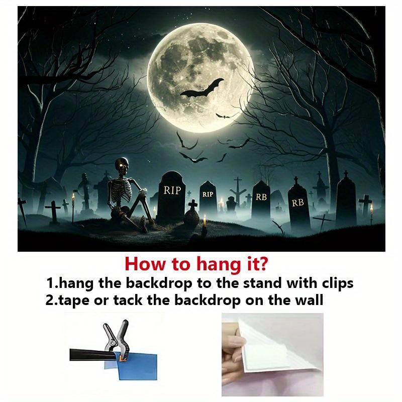 Background banner 1 piece a gloomy cemetery decorated with background fabric wall panels under the moonlight.zyc