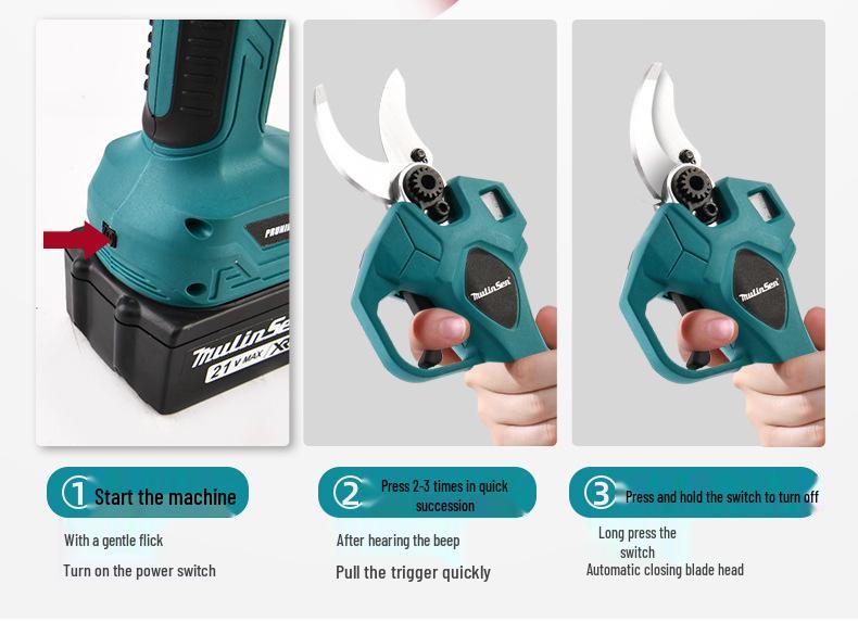 Rechargeable 4.0V Lithium Pruning Shears - Electric Gardening Scissors for Thick Branches and Fruit Trees
