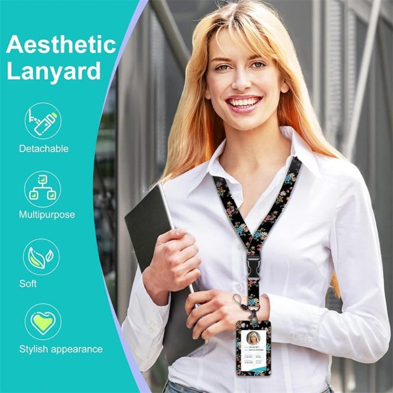 Retractable ABS Badge Holder with Lanyard Ergonomic Sliding Out Card Case Water Resistant Clear Card Holder For Office